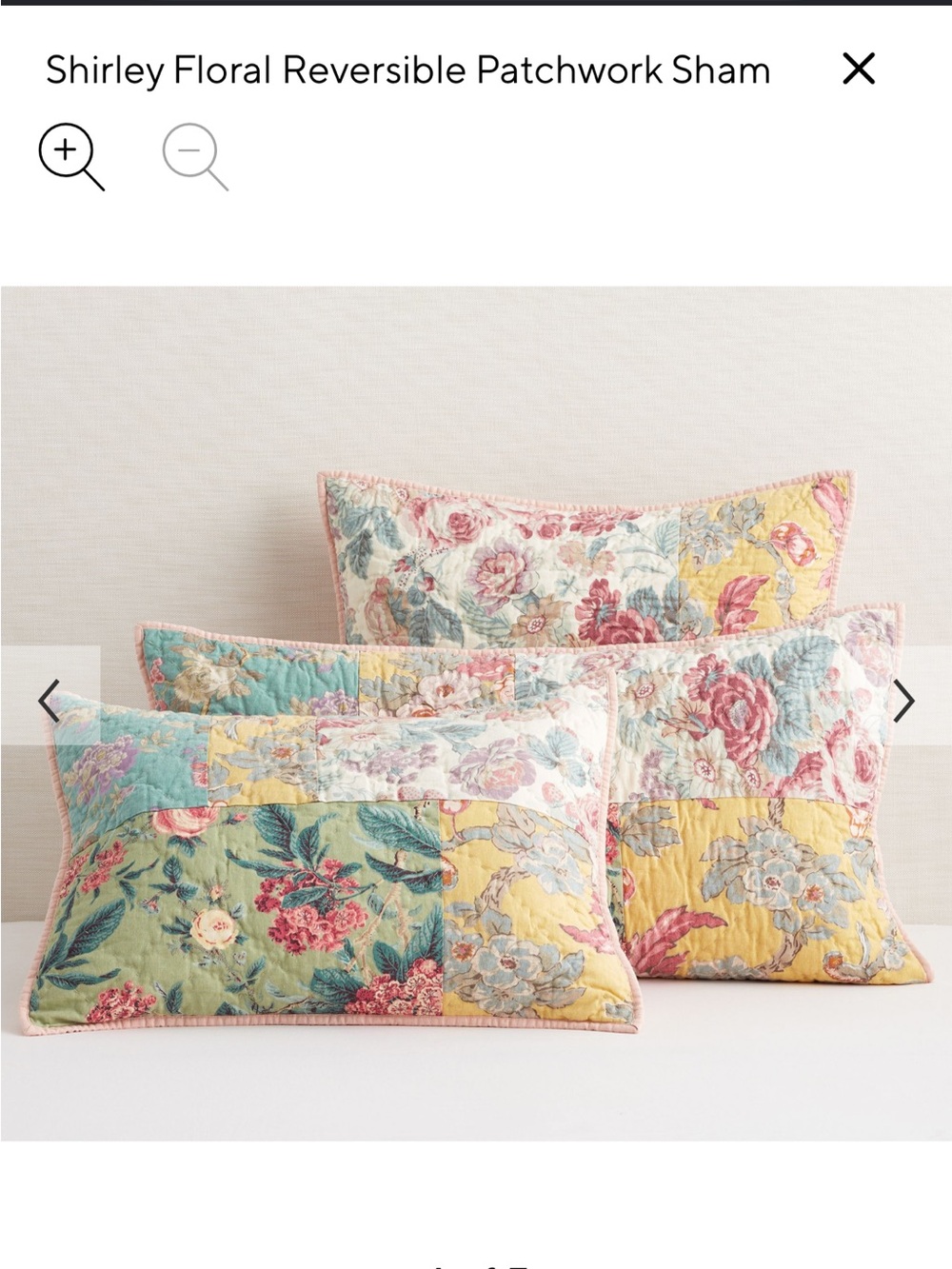 NWT, Pottery Barn, Shirley reversible patchwork single Sham, standard